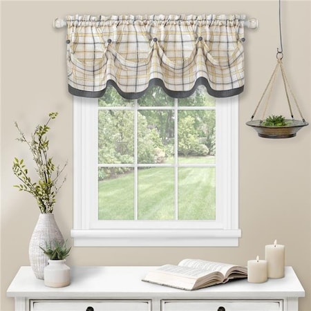 Achim TTVL14GY12 Tattersall Tuck Valance With Buttons - 58 X 14 In. - Grey